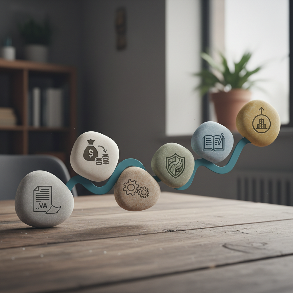 6-step process diagram for forming a Virginia LLC